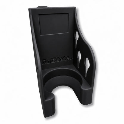 Bat Mate in black. Patented fence mounted bat protector.