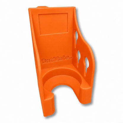 Bat Mate in orange. Patented fence mounted bat protector.