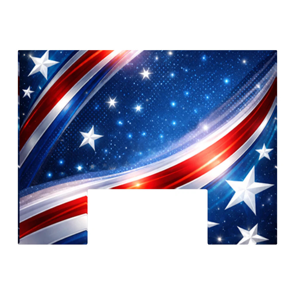 Paddle Saver™ Freedom Rally skin. The vinyl wrap has a patriotic theme with an array of stars and stripes.