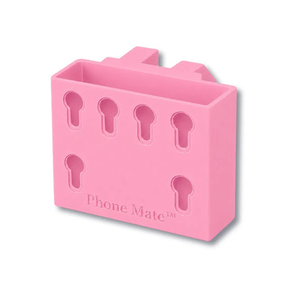 Phone Mate in pink. Patented fence mounted phone caddy.