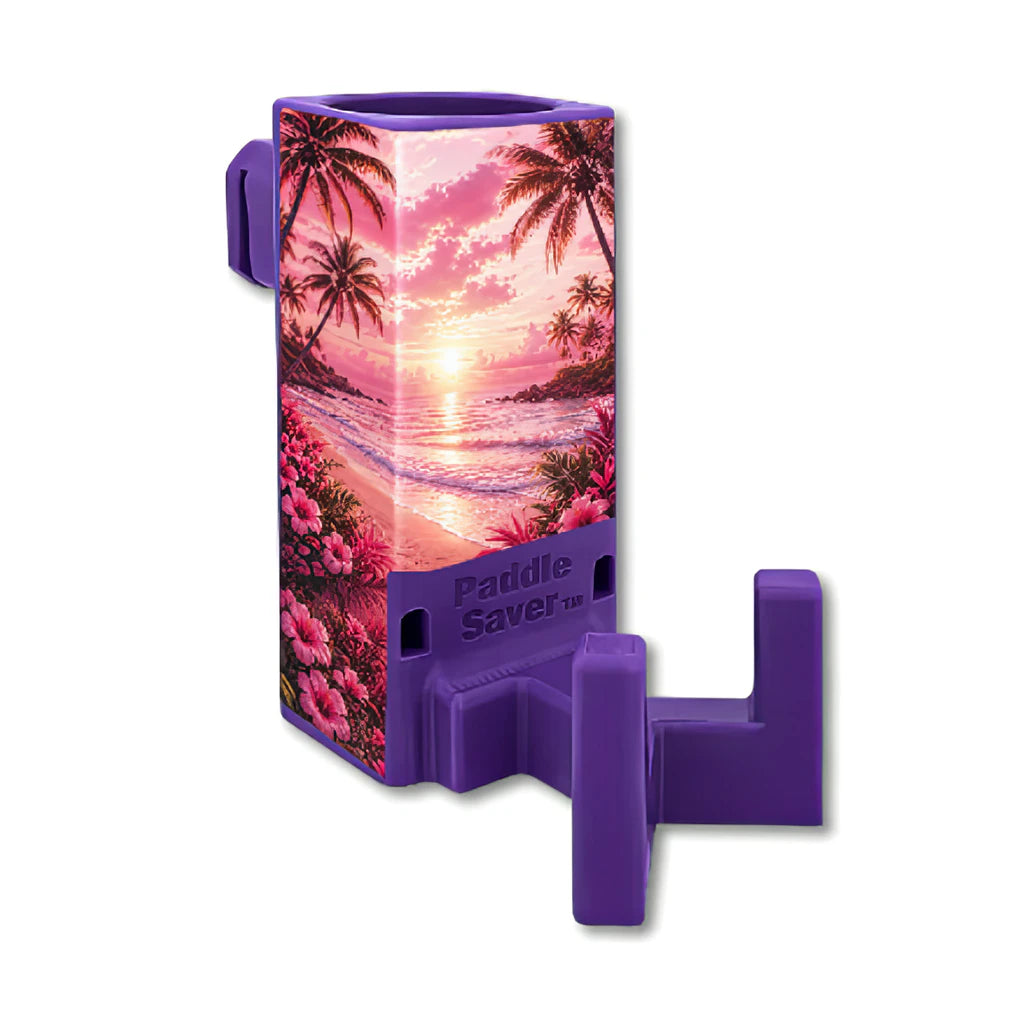 Paddle Saver™ Pretty In Pink skin wrapped around a purple Paddle Saver™.