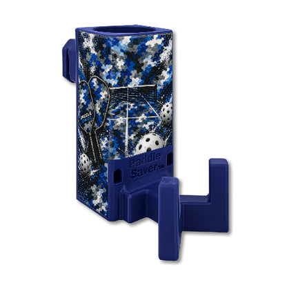 Paddle Saver™ Piece Of The Court skin wrapped around a dark blue Paddle Saver™.