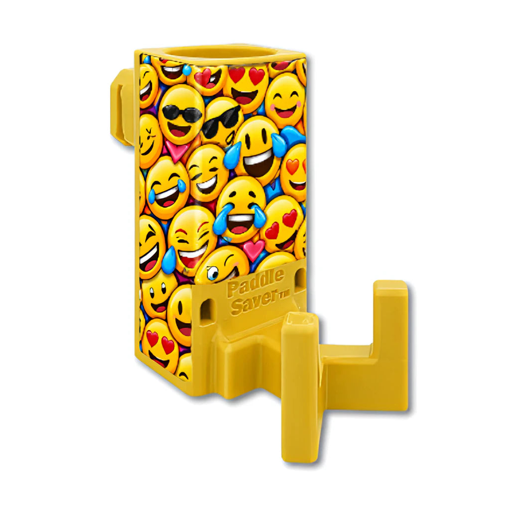 Paddle Saver™ Pickleball Party skin wrapped around a yellow Paddle Saver™.